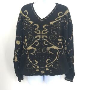 Ellen D. Vintage‎ Womens Sweater Metallic V-Neck M